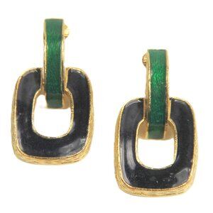 VINTAGE DESIGNER DAVID HILL CINER SIGNED ENAMEL DOOR KNOCKER CLIP EARRINGS